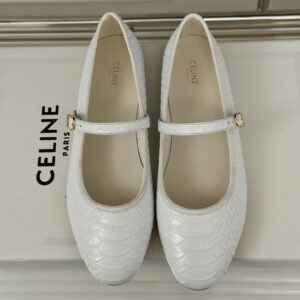 高仿Celine*354673035復古瑪麗珍單鞋蟒蛇紋白色免檢版