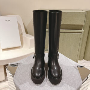 高仿Celine*361893554厚底塔扣高筒靴黑色免檢版