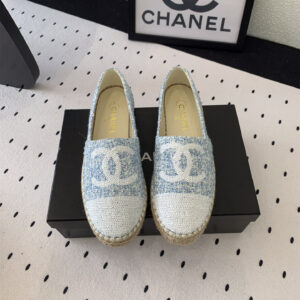 高仿Chanel*G45602A編織底漁夫鞋淡藍色免檢版
