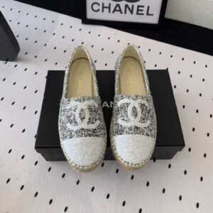 高仿Chanel*G45602B編織底漁夫鞋銀色免檢版