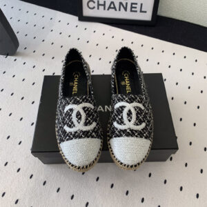 高仿Chanel*G45602D編織底漁夫鞋黑色免檢版