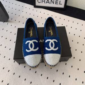 高仿Chanel*G45602C編織底漁夫鞋深藍色免檢版