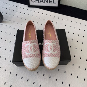 高仿Chanel*G45602E編織底漁夫鞋粉色免檢版