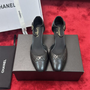 高仿Chanel*G38441B露邊高跟單鞋小牛皮黑色4.5CM免檢版