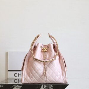 高仿Chanel*25B系列AS5311小牛皮購物袋粉色中號免檢版