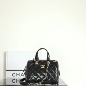 高仿Chanel*25A系列AS5578保齡球手提包黑色小號免檢版