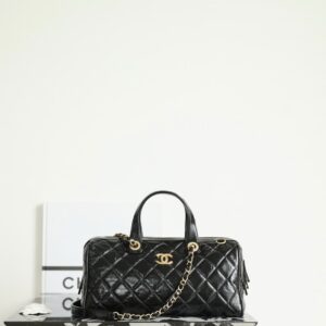 高仿Chanel*25A系列AS5579保齡球手提包黑色大號免檢版