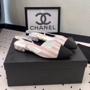 高仿Chanel*G31319A套腳露跟平底單鞋粉色免檢版