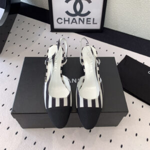 高仿Chanel*G31320B套腳露跟休閒單鞋斑馬色5.5CM免檢版