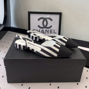 高仿Chanel*G31319B套腳露跟平底單鞋斑馬色免檢版