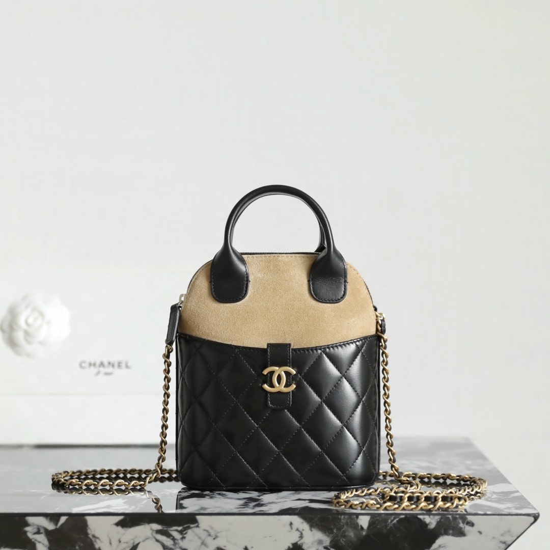 高仿Chanel*25A系列AS4742麂皮拼小羊皮貝殼包免檢版 - Image 5