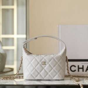 高仿Chanel*25C系列AS4386顆粒面小牛皮飯盒包白色免檢版