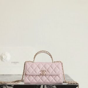 高仿Chanel*25S系列AP3238亮面小牛皮單肩包粉色免檢版