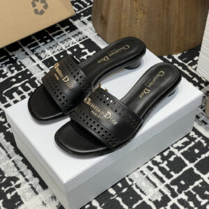 高仿Dior*D-Lane系列KCO206圓頭套腳拖鞋短踭黑色免檢版