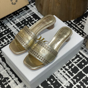 高仿Dior*D-Lane系列KCO203圓頭套腳拖鞋短踭漆金色免檢版