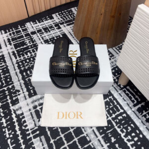 高仿Dior*D-Lane系列KCO155圓頭套腳一字拖鞋黑色免檢版