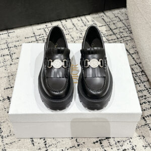 高仿Dior*Emblem系列KDB962女款樂福鞋黑色免檢版