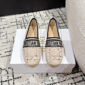 高仿Dior*Granville系列KDD971漁夫鞋針織帆布金色免檢版