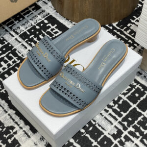 高仿Dior*D-Lane系列KCO202圓頭套腳拖鞋短踭藍色免檢版