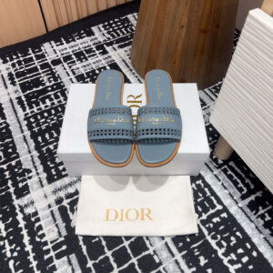 高仿Dior*D-Lane系列KCO153圓頭套腳一字拖鞋藍色免檢版