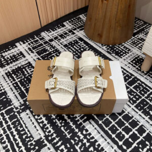 高仿Dior*D-Avenue系列KCO196圓頭塔扣一字拖鞋白色免檢版