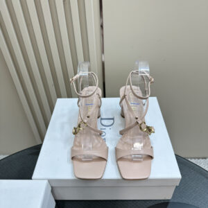 高仿Dior*Cest系列KCO068金屬配飾露趾高跟涼鞋粉色8CM免檢版