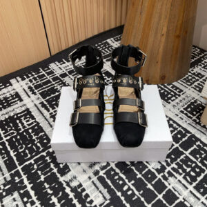 高仿Dior*Punk系列KCB960平頭塔扣樂福鞋黑麂皮免檢版