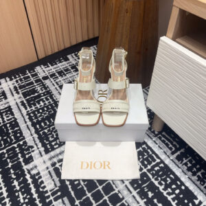 高仿Dior*Dway3系列KDO182高跟刺繡涼鞋白色免檢版