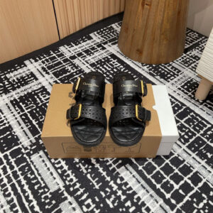 高仿Dior*D-Avenue系列KCO195圓頭塔扣一字拖鞋黑色免檢版