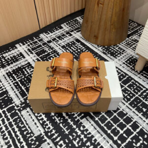 高仿Dior*D-Avenue系列KCO197圓頭塔扣一字拖鞋棕色免檢版