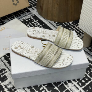 高仿Dior*Dway系列KCO210圓頭套腳拖鞋平底金色星星免檢版