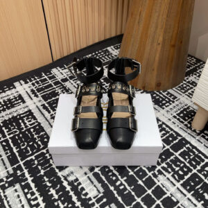 高仿Dior*Punk系列KCB962平頭塔扣樂福鞋黑色免檢版