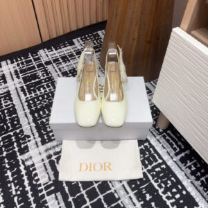 高仿Dior*Miss系列KDV271露跟蝴蝶結矮踭鞋白色免檢版