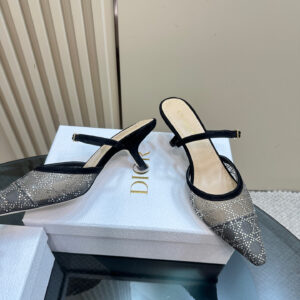 高仿Dior*Capture系列KCV300尖頭塔扣高踭鞋6.5CM黑色免檢版