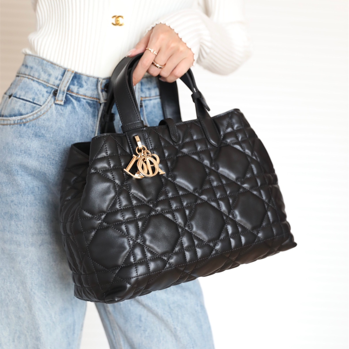 高仿Dior購物袋Toujours系列黑色中號免檢版 - Image 18