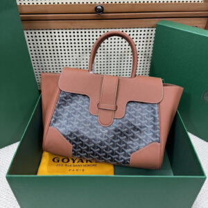 高仿Goyard*SAIGOC1手提托特包雙拼棕色大號免檢版