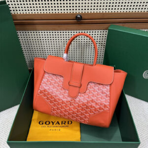 高仿Goyard*SAIGOC7手提托特包雙拼橙紅大號免檢版