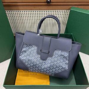 高仿Goyard*SAIGOC6手提托特包雙拼灰色大號免檢版