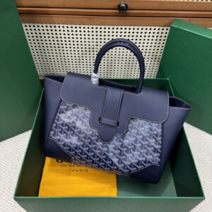 高仿Goyard*SAIGOC8手提托特包雙拼深藍大號免檢版