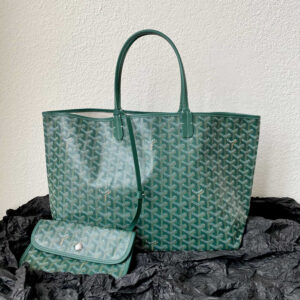 高仿Goyard*STLOUIA滿印Tote購物袋綠色中號免檢版