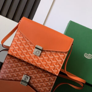 高仿Goyard*CHYPRE11帆布皮革信封袋男女同款紅橙免檢版