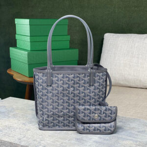高仿Goyard*GY10181雙面兩用MiniTote手袋灰色免檢版