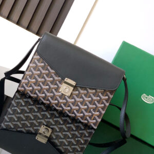 高仿Goyard*CHYPRE5帆布皮革信封袋男女同款黑色免檢版