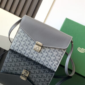 高仿Goyard*CHYPRE9帆布皮革信封袋男女同款灰色免檢版