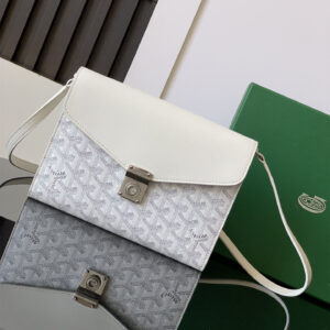 高仿Goyard*CHYPRE4帆布皮革信封袋男女同款白色免檢版