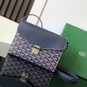 高仿Goyard*CHYPRE1帆布皮革信封袋男女同款藍色免檢版