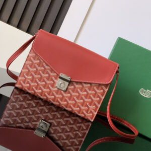 高仿Goyard*CHYPRE3帆布皮革信封袋男女同款紅色免檢版