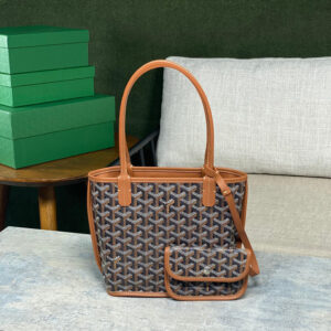 高仿Goyard*GY10183雙面兩用MiniTote手袋棕色免檢版