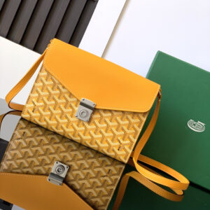 高仿Goyard*CHYPRE7帆布皮革信封袋男女同款黃色免檢版