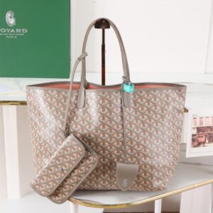 高仿Goyard*STLOUIP12滿印Tote手提袋咖粉免檢版小號